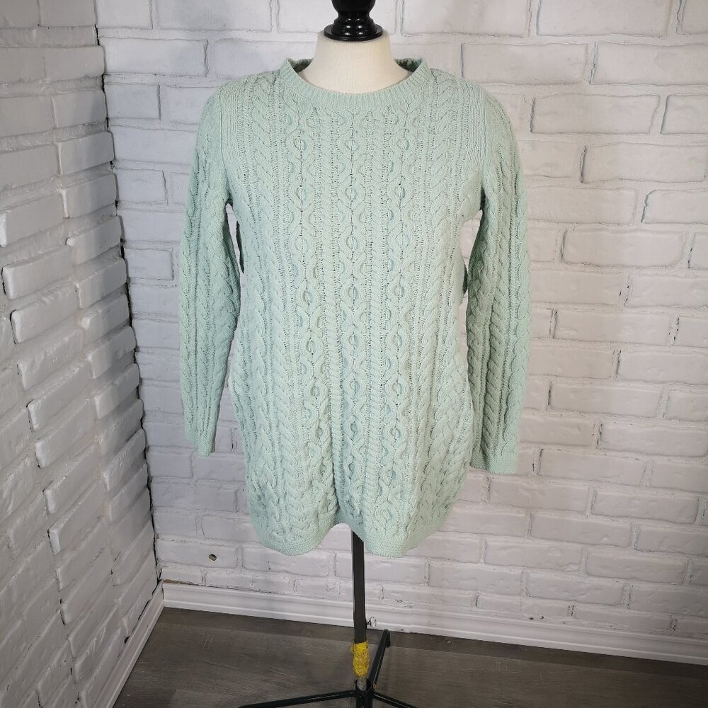 J. Jill Ladies Size XS Light Green Cable Stitch Loose Fit Sweater